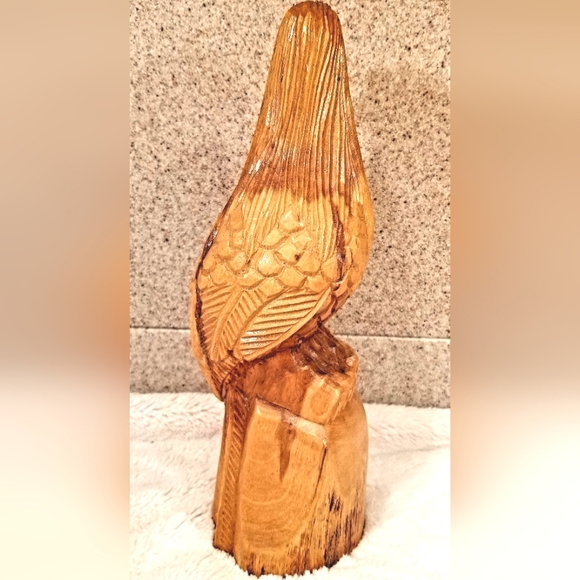 Vintage Bald Eagle Hand Carved Wood Sculpture Statue Figurine American Folk Art - Picture 3 of 10